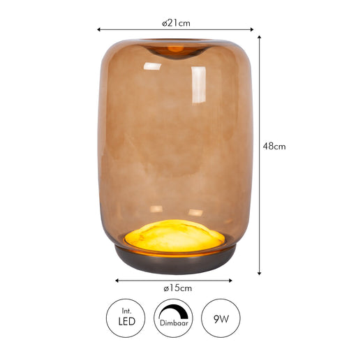 Atmooz tafellamp Skibo - bruin - Ø 19 x H 28,5 cm - geïntegreerde led
