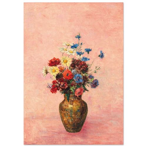 Artfulprints Poster met Lijst Bloemen in vaas 4   - A4 21x29.7 cm - Roze