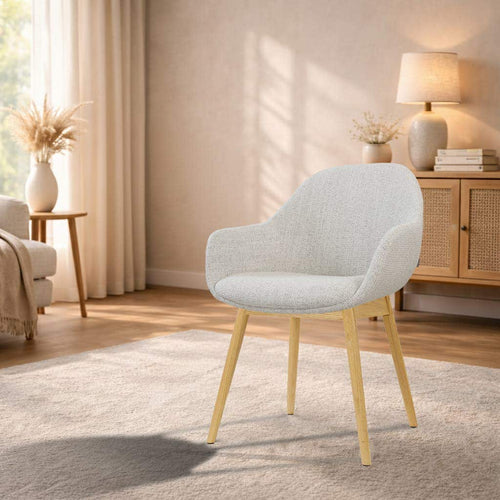 Nolon Nio-Mae eetkamerstoel beige gemêleerd - houten onderstel