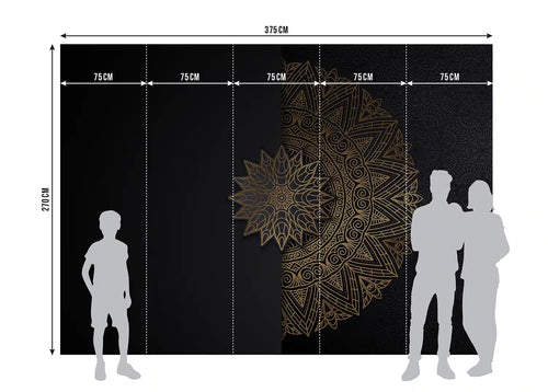 Sanders & Sanders fotobehang grafisch motief zwart en goud - 375 x 270 cm - 601466