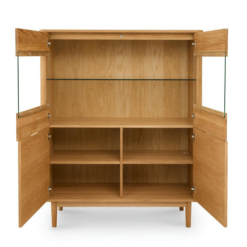 Furnhouse vitrinekast Nyborg - Natuurlijk eikenhout - MDF, Eikenfineer, Glas - 45x123x146