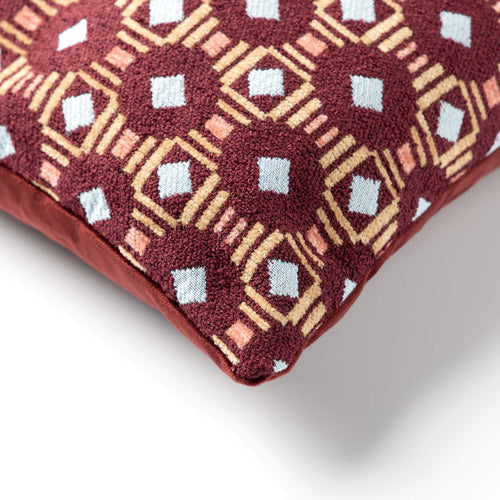 LENNOX - sierkussen 45x45 cm - chenille - Maroon Banner - multicolour