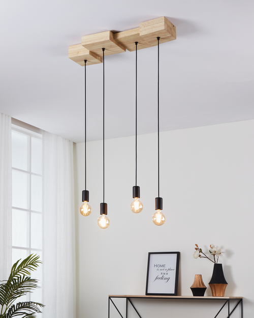 EGLO hanglamp Halkin - e27 - 72 cm - bruin/zwart - hout - vtwonen shop