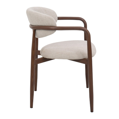 Giga Meubel Eetkamerstoel Alexia - Beige Stof Metaal - 59x57x77cm - Set van 2