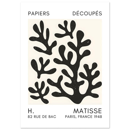 Artfulprints  Matisse – Coral shadows black   poster A4 21x29.7 cm