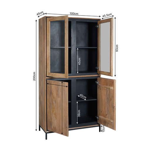 Starfurn  vitrinekast RichWood - bruin - 45x100x200cm - vtwonen shop