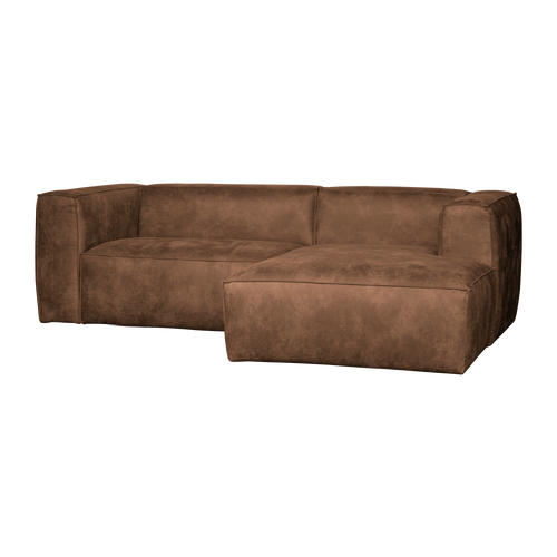 WOOOD chaise longue bank rechts Bean - Ecoleer - Cognac - 73x254x178 - vtwonen shop