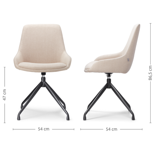 Nolon Nola-Isa Eetkamerstoel Beige - Draaibaar Zwart Onderstel
