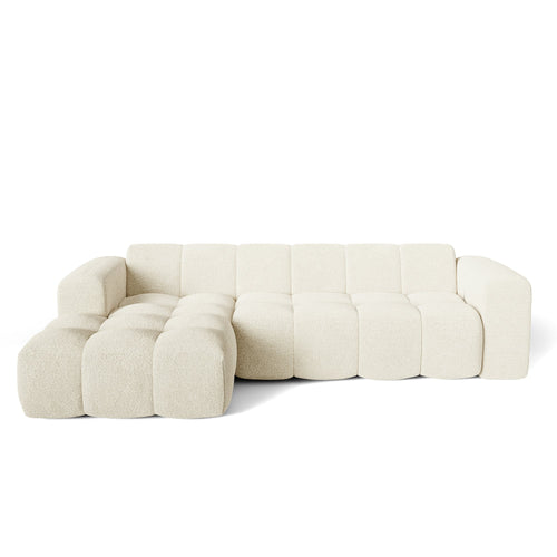 Premium Interiors - Linkerhoekbank BLOOM - bouclette crème 290cm
