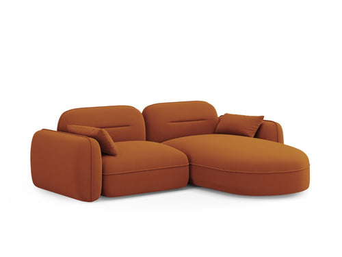 Cosmopolitan Design Modulaire hoekbank rechts Sydney 3-zits, flueel, terracotta - 165x230x70cm