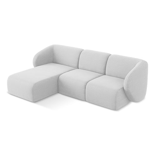 LaMiaSofa hoekbank links Cervo - bouclé - zilver - 248x166x103