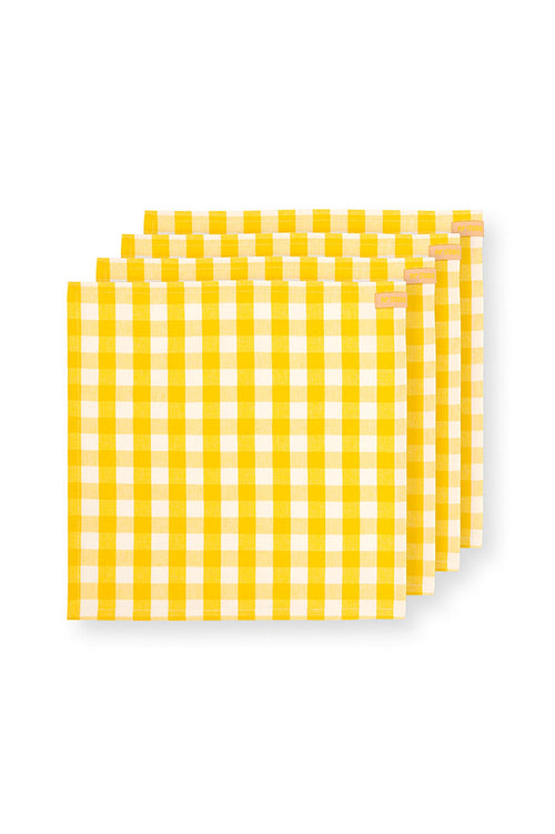 Pip Studio - Servetten Check - Geel - 40x40 cm - Set van 4