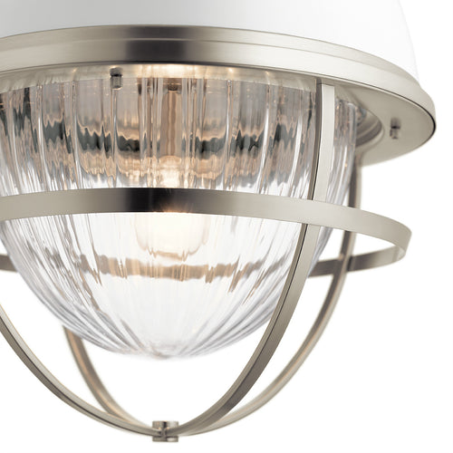 Elstead Kichler Tollis Globe hanglamp geborsteld nikkel en wit