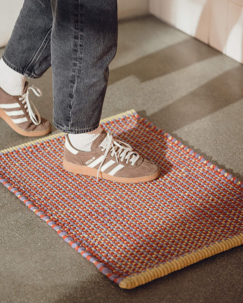 noo.ma handgeweven chunky katoenen deurmat - checked, 50-70 x 52 cm
