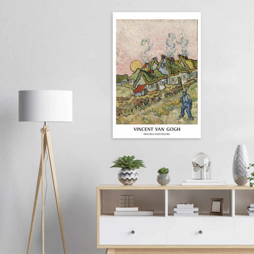 Artfulprints Poster met Lijst Vincent van Gogh - Houses and figures   - 70x100 cm - Groen
