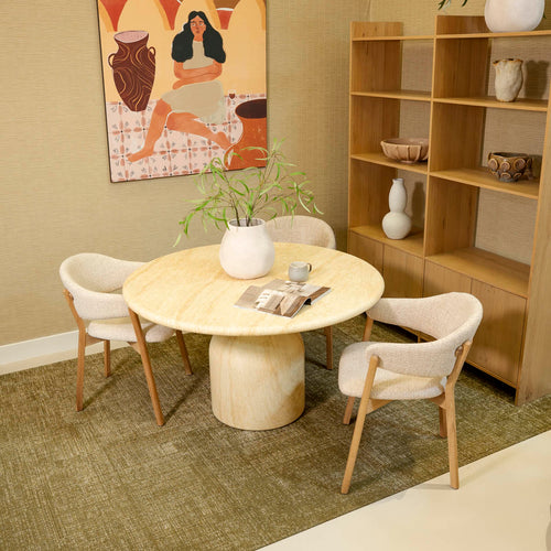 DÉJA Living Eettafel Djurö Rond - Travertin - 130x130x76cm