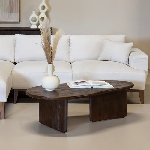 Giga Meubel Salontafel Sira - Organisch - Mangohout - 130cm