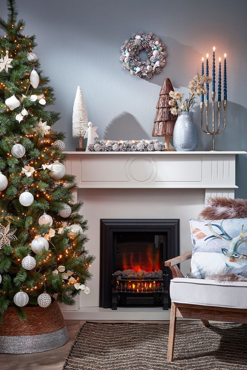 House of Seasons Kerstboomrok - H26 x Ø50 cm - Zeegras - Zilver - vtwonen shop