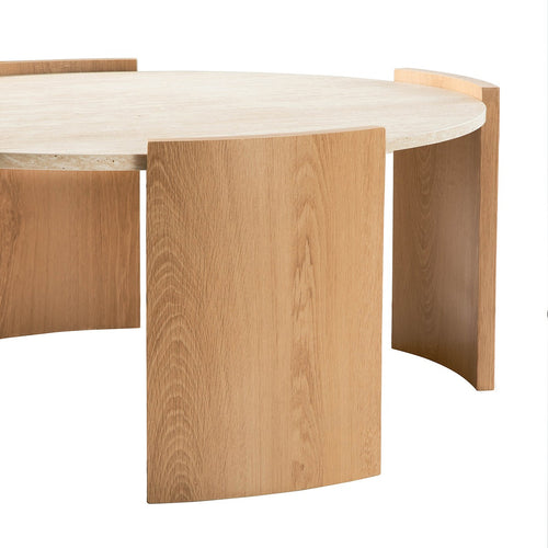 Calicosy - Ronde Salontafel IZIA - Travertijn look 80x80x35 cm