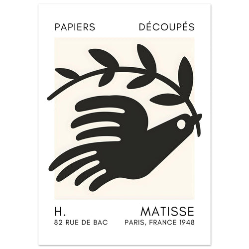 Artfulprints  Matisse - Peace dove black   poster 50x70 cm - vtwonen shop