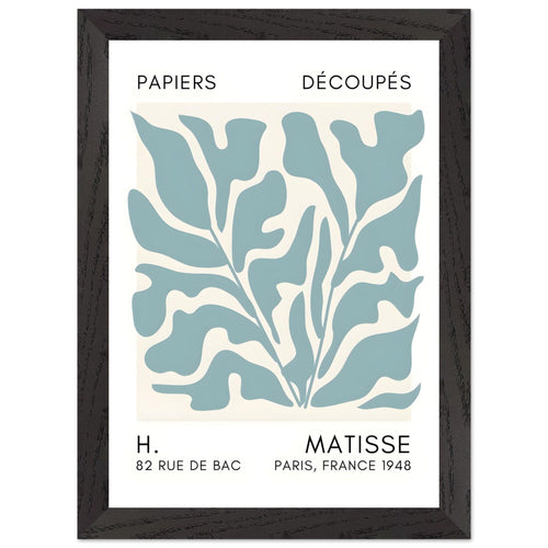 Artfulprints Poster met Lijst Matisse – Seabed shapes turquoise   - A4 21x29.7 cm - Turquoise