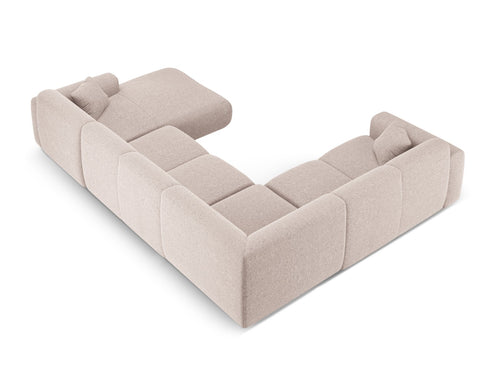 Cosmopolitan Design Panoramische hoekbank links Nolio 6-zits, chenille beige - 252x342x72cm