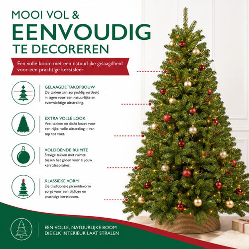 Triumph Tree Tuscan Kerstboom - Kunstboom met Natuurlijke Uitstraling en Kleurcodes - Kerstversiering voor Binnen zonder Onderhoud -