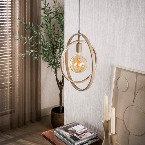 Giga Living Hanglamp Turn Around - Beige Metaal - 40x30x150cm