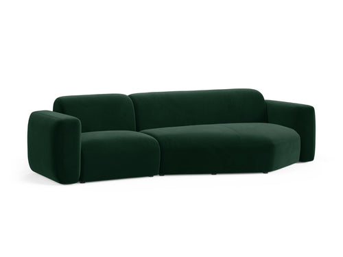 Cosmopolitan Design Modulaire hoekbank rechts Strino 3-zits, flueel flessengroen - 136x308x78cm