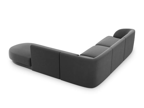 Micadoni rechter hoekbank Miley 6-zits, flueel, grijs - 248x255x70cm