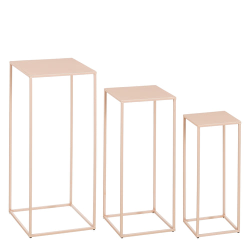 Mica Decorations Quinty Bijzettafel - Set van 3 - L30 x B30 x H70 cm - IJzer - Lichtroze - vtwonen shop