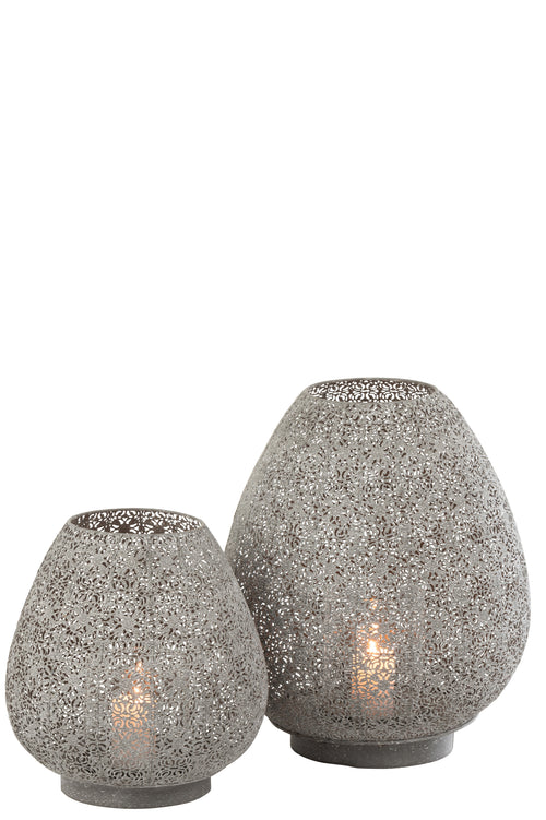 J-Line windlicht Oosters Eivorm - metaal - grijs - large - vtwonen shop