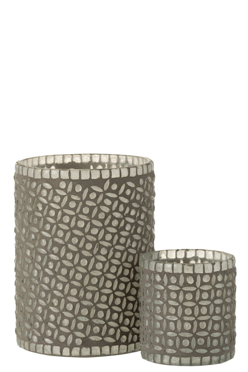 J-Line windlicht Patroon - glas - grijs - vtwonen shop