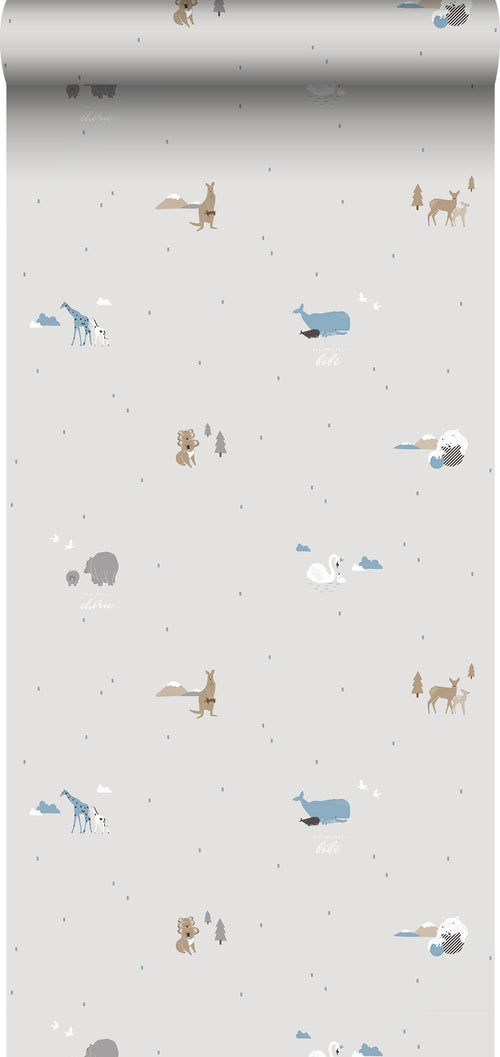 Sanders & Sanders behang dieren grijs - 53 cm x 10 m - 640295