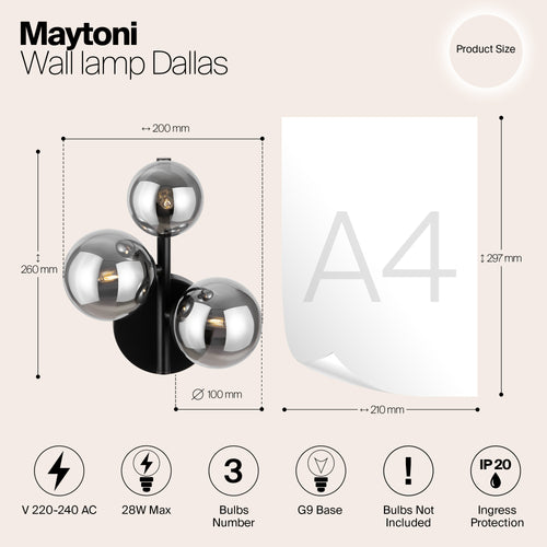 Maytoni - Wandlamp Dallas - Zwart - vtwonen shop
