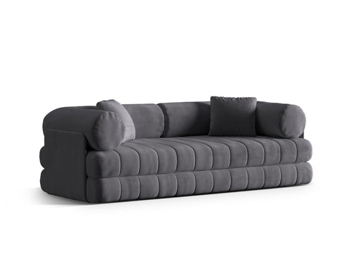 Cosmopolitan Design Converteerbare bank Kemi 3-zits, flueel donkergrijs - 95x206x70cm
