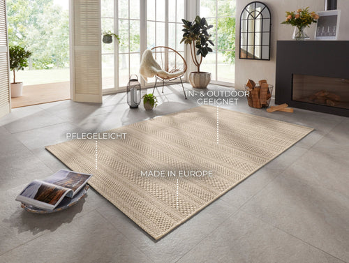 Flatweave In- & Outdoor carpet Arras natural-brown in Handmade-Look 200x290 cm - vtwonen shop