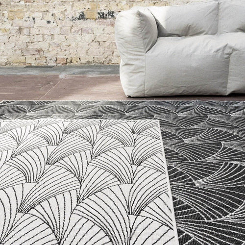 Interieur05 Buitenkleed Deco zwart/wit dubbelzijdig - 160 x 230 cm