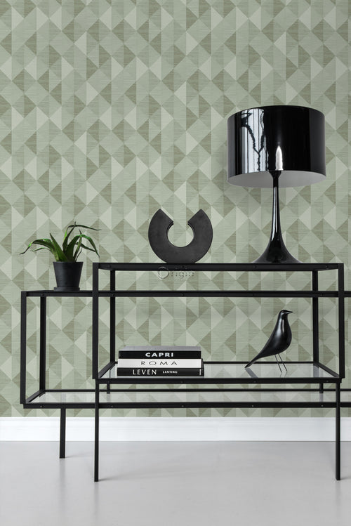Origin Wallcoverings behang grasweefsel in grafisch 3D motief licht vergrijsd groen - 50 x 900 cm - 347883 - vtwonen shop