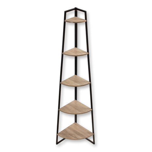 Calicosy - LEXIE Boekenkast 5 niveaus - Zwart - 36x36x180 cm