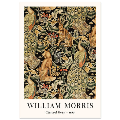 Artfulprints Poster William Morris - Charcoal forrest   - 30x40 cm - Donkergroen
