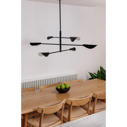 Faro LIGGERA 6-lichts multi-arm hangende plafondlamp mat zwart