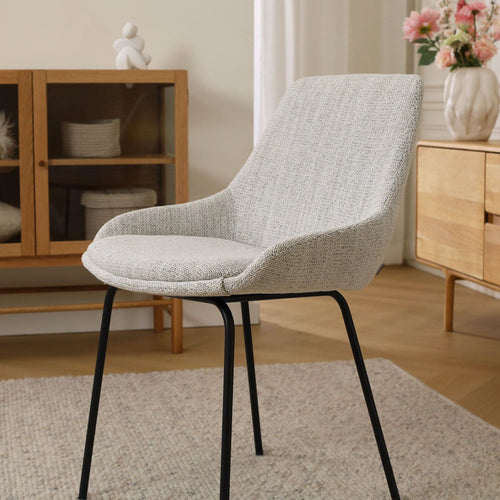 Nolon Nora-Isa Eetkamerstoel Beige Gemêleerd - Stof - Zwart Onderstel - vtwonen shop