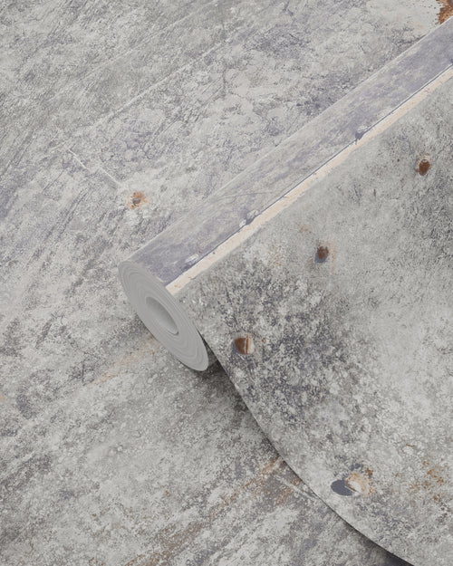 ESTAhome behang metalen platen lichtgrijs en roest bruin - 53 cm x 10.05 m - 138218 - vtwonen shop