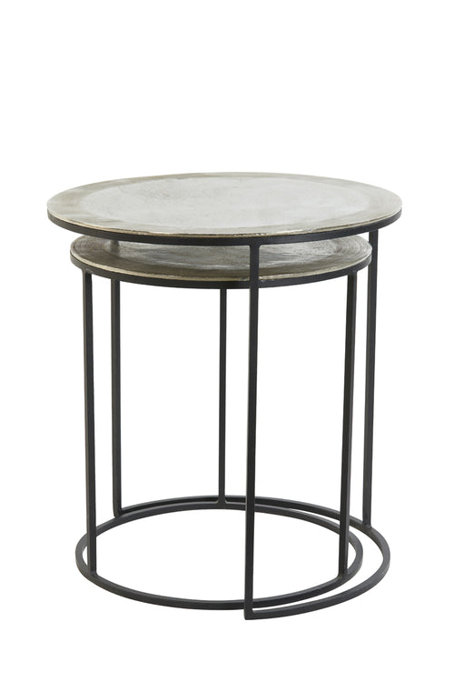 Light & Living bijzettafel TALCA - Ø49x52cm - zilver - Set van 2