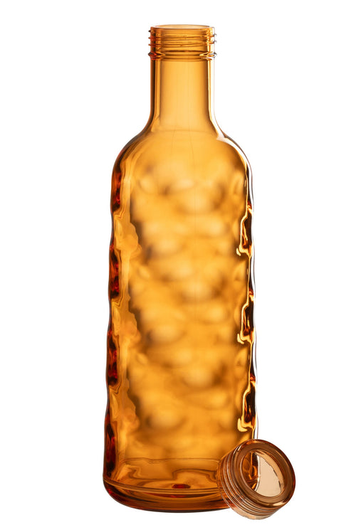 J-Line decoratie Fles Gehamerd - kunststof - oranje - giftbox
