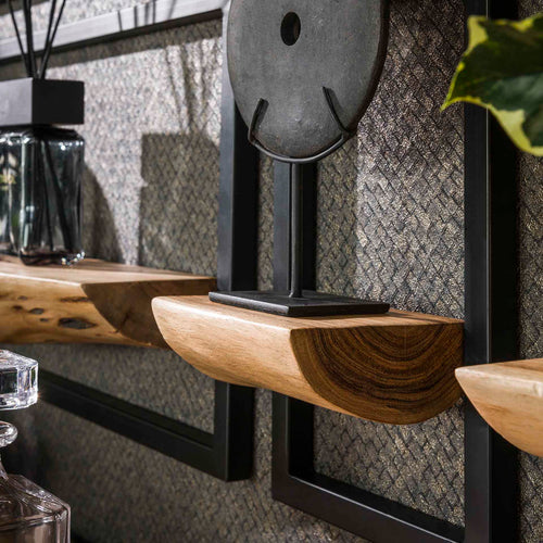 Giga Meubel Wandschap Edge - Naturel Acaciahout - Set van 5 - 25x12x75cm - vtwonen shop