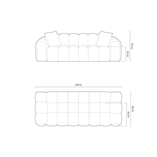 Cosmopolitan Design - Bank Treno 4-zits, chenille donkerbeige - 94x240x70cm
