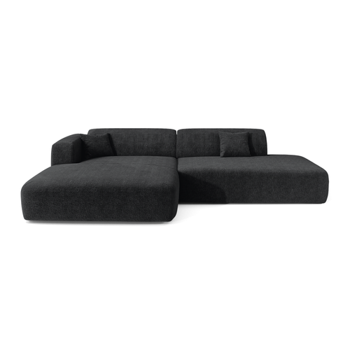 Sia Home - Hoekbanken links MYRA - Fluweel met patroon - Donker antraciet - 300cm - vtwonen shop