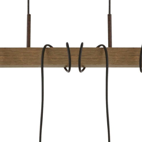 Searchlight Barn 6-lichts plafondhanglamp zwart metaal en hout
